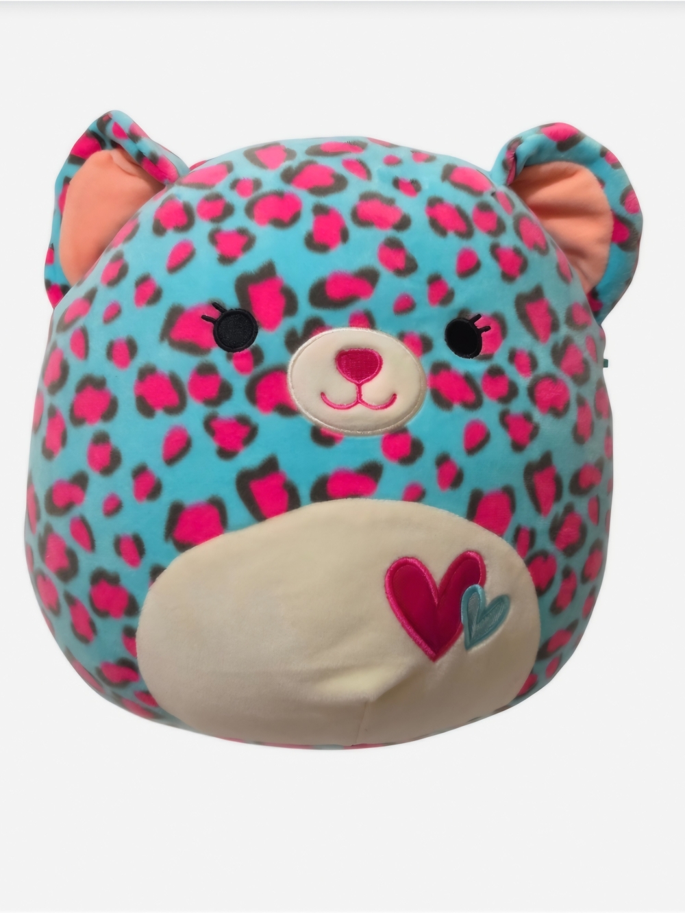 Squishmallows 12" Chelsea Leopard Heart Print Bear & 8" Aimee Yellow Chick (NWT)